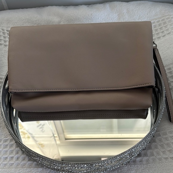 Kelly & Katie Taupe Clutch with Rhinestone Strap - Picture 1 of 9